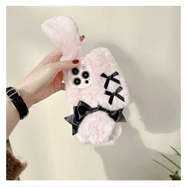 Pink Bow Plush Bunny Ear Iphone Case  AD21183