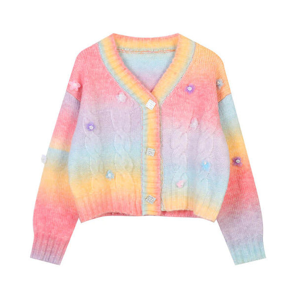 Flower Rainbow Cardigan Sweater AD21145