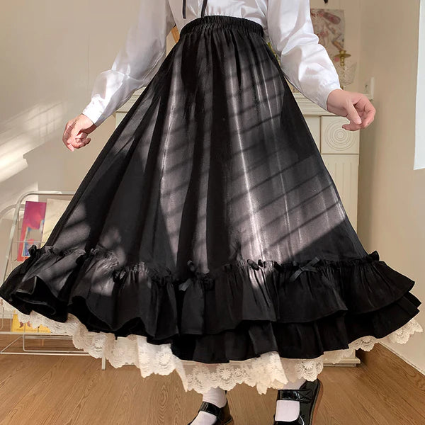 Black Bow Flower Skirt Set AD21188