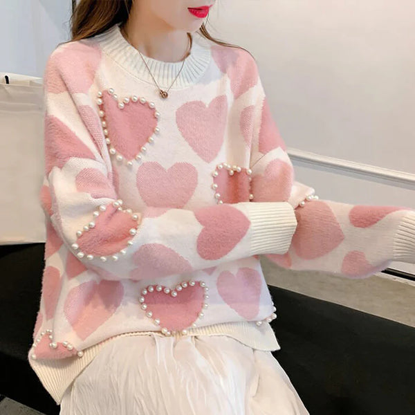 Beaded Love Knit Sweater AD21142