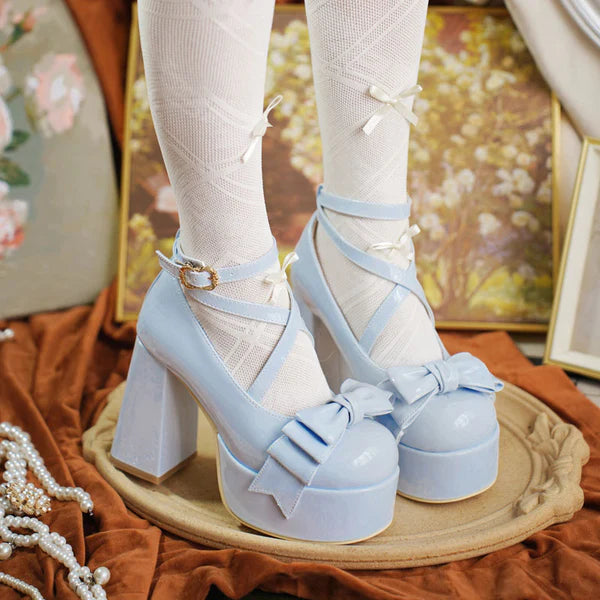 Bow Chunky Heels Shoes AD21072