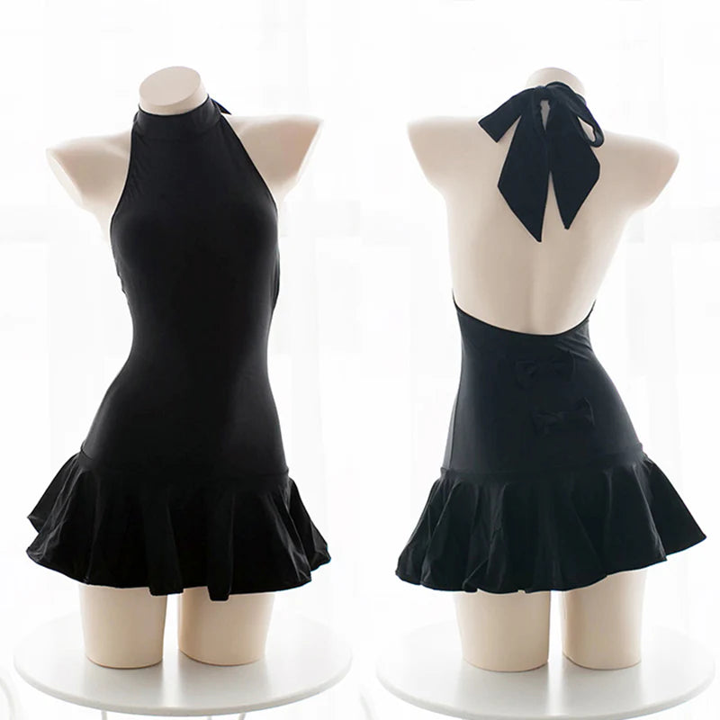 Black Bow Swimsuit Dress AD21108