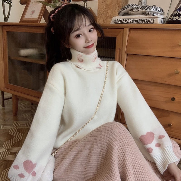 Kawaii Cat Paw Harajuku Knitted Sweater   AD21090