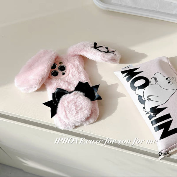 Pink Bow Plush Bunny Ear Iphone Case  AD21183