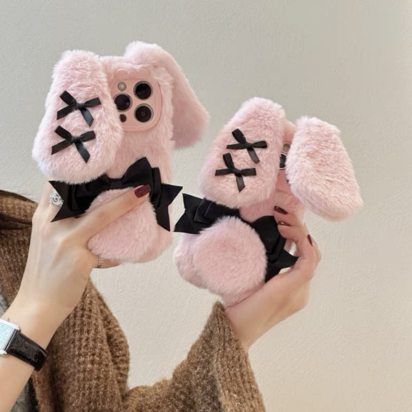 Pink Bow Plush Bunny Ear Iphone Case  AD21183