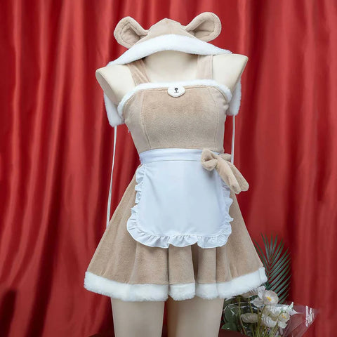 Plush Bow Bear Maid Dress AD21156