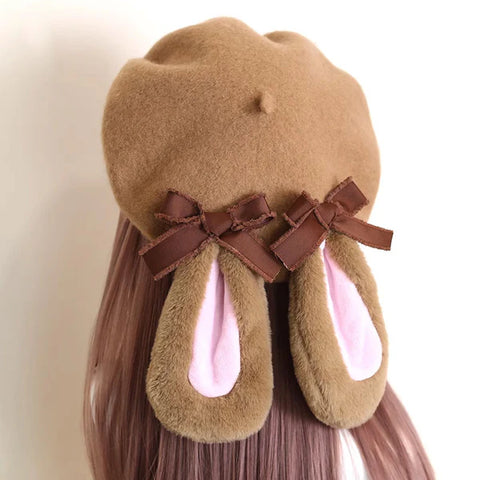 Rabbit Ear Hat Bow Beret  AD21078