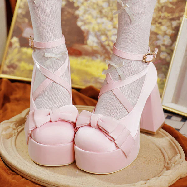 Bow Chunky Heels Shoes AD21072