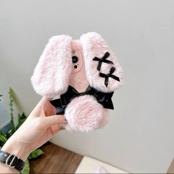 Pink Bow Plush Bunny Ear Iphone Case  AD21183