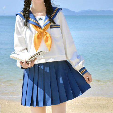 Navy Bow Uniform Pleated Skirt Set  AD21084