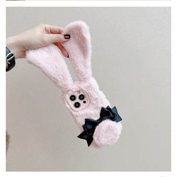 Pink Bow Plush Bunny Ear Iphone Case  AD21183