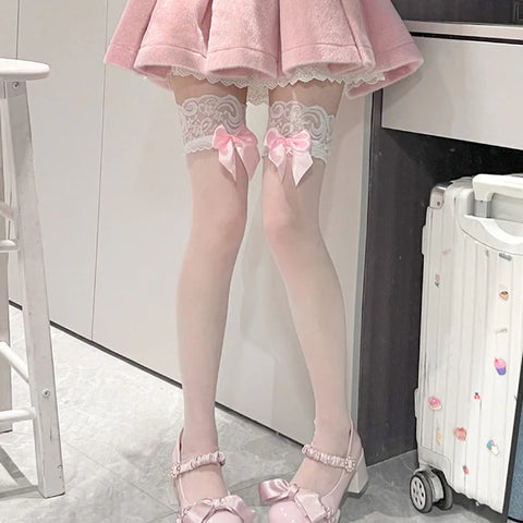 Lace Flower Bow Stocking  AD21085