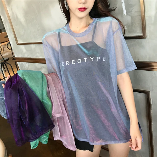 Sexy Transparent T-shirt+Short Sleeve Two Piece Set AD11882