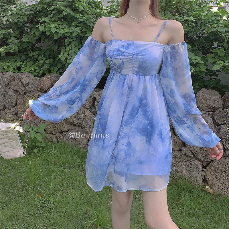 Blue Chiffon Dress AD210008 – Andester