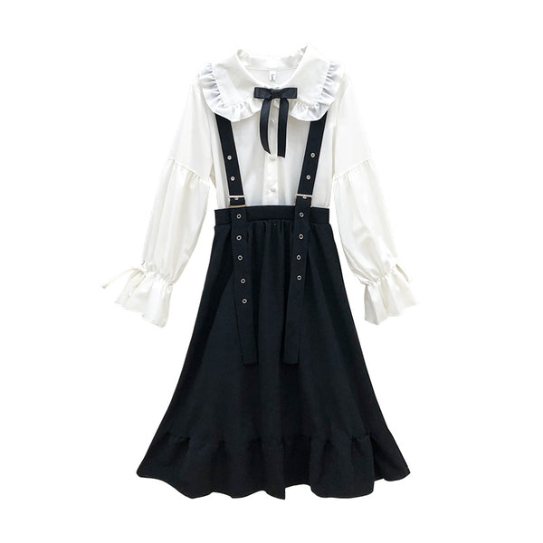 Student Shirt + Straps Skirt Suit AD12712