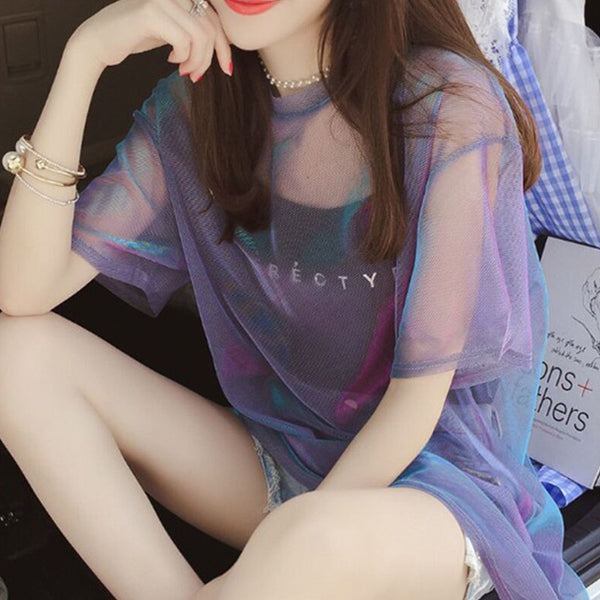 Sexy Transparent T-shirt+Short Sleeve Two Piece Set AD11882