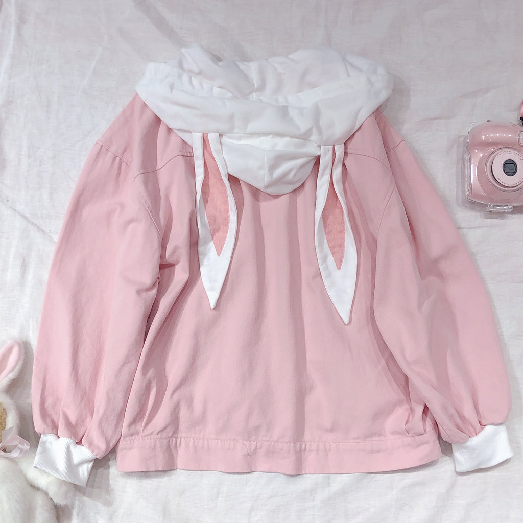 Varsity Bunny Hoodie / Light Pink 