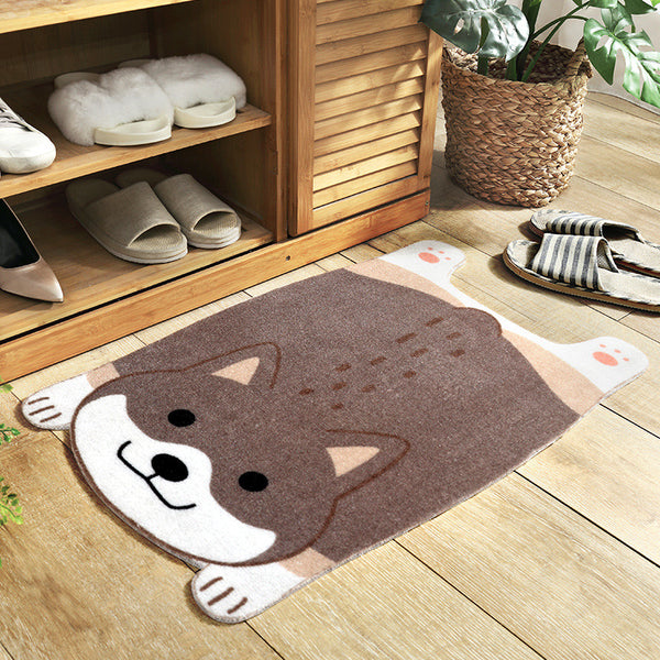 Brown/Yellow Cute Corgy Dog Carpet Mat AD210207