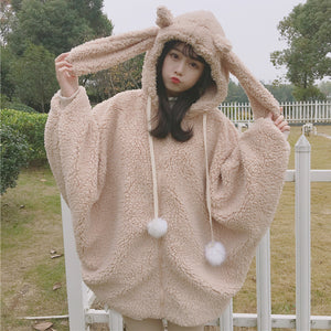 Lovely Rabbit Hoodie Plush Coat AD12686